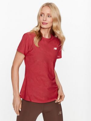 Žakárové priliehavé tričko s krátkymi rukávmi New Balance červená