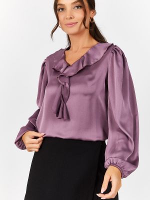 Satenska bluza Armonika vijolična