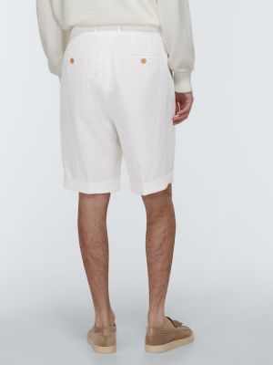 Ľanové šortky Brunello Cucinelli biela