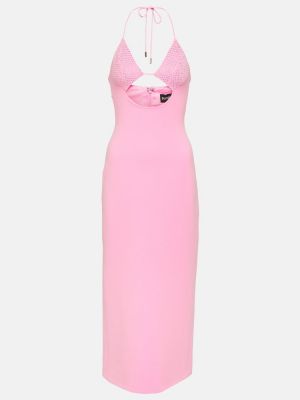 Křišťálové midi šaty David Koma růžové