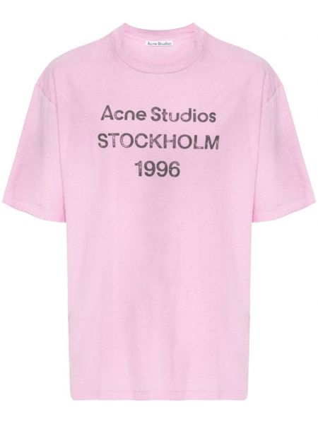 Тениска с протрити краища с принт Acne Studios