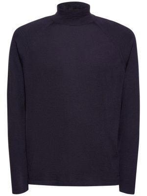 Памучен копринен пуловер Dunhill виолетово