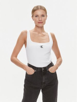 Voľná priliehavá mikina Calvin Klein Jeans biela