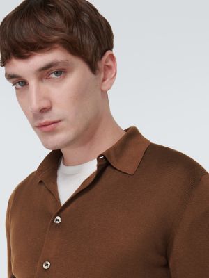 Pletená hodvábna košeľa Tom Ford hnedá