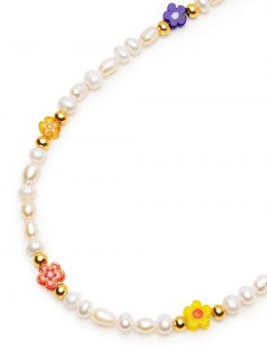 Květinový náhrdelník s perlami s korálky Nialaya Jewelry