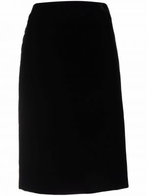 Zamatový midi sukňa Saint Laurent čierna