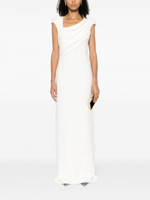 Jedwabna sukienka koktajlowa asymetryczna Tom Ford biała
