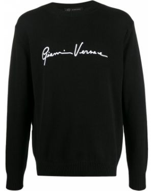 Jersey con bordado de tela jersey Versace negro