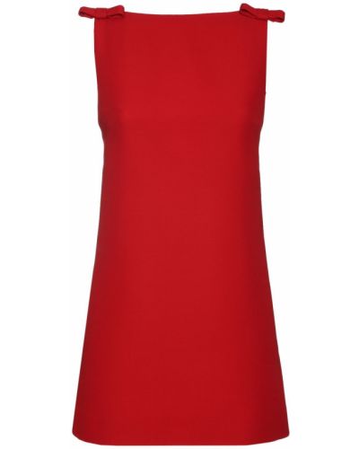 Vlněné mini šaty s mašlí na zip Valentino - červená