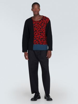 Леопардовый шерстяной свитер с принтом Undercover красный