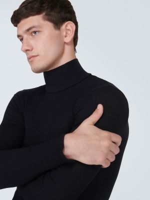 Jersey cuello alto de lana de seda con cuello alto Givenchy negro