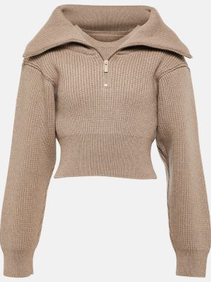 Sweter wełniany Jacquemus brązowy