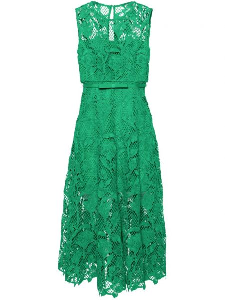 Lepršava haljina s čipkom Self-portrait zelena