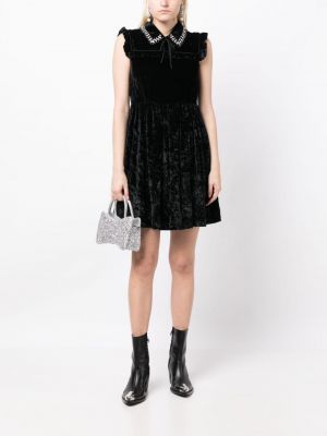 Křišťálové sametové šaty Miu Miu Pre-owned černé