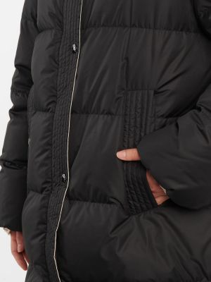 Пухено палто с качулка Moncler черно