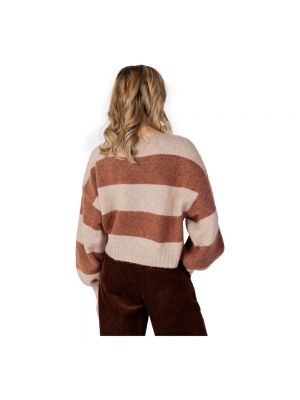 Sweter w paski Only brązowy