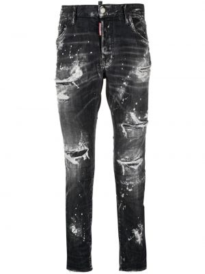 Bavlněné skinny džíny Dsquared2 černé