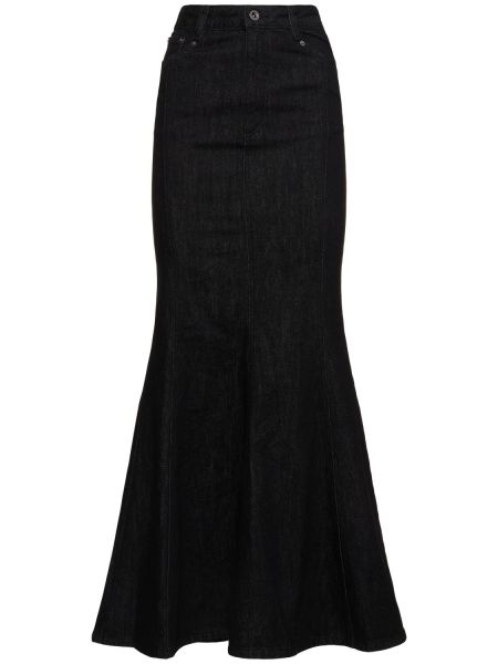 Βαμβακερή φούστα τζιν Self-portrait μαύρο