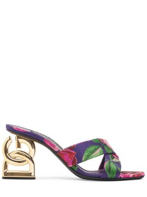 Saténové šľapky mules Dolce & Gabbana fialová
