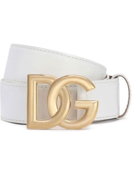 Кожаный колан с катарама Dolce & Gabbana бяло