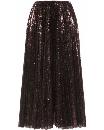 Плиссированная юбка миди из фатина Ralph Lauren Collection, коричневая