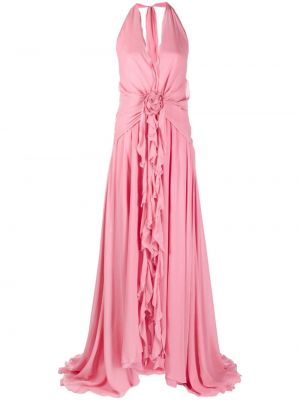 Hedvábné večerní šaty Blumarine růžové