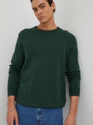Wrangler sweter z domieszką wełny męski kolor zielony lekki