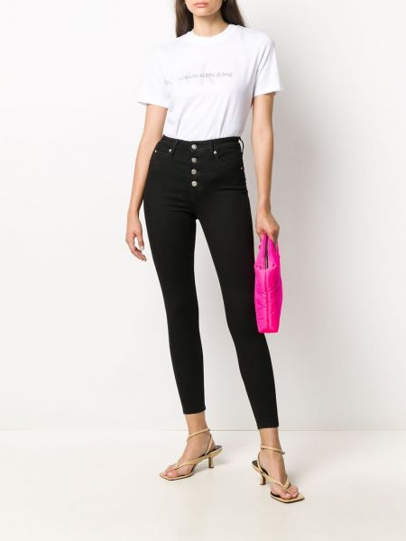 Camiseta con estampado Calvin Klein Jeans blanco