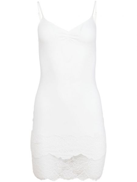 Slip-on рокля с презрамки с дантела Fleur Du Mal бяло