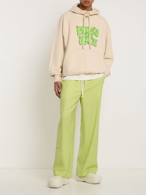 Vlněné kalhoty relaxed fit Bonsai zelené