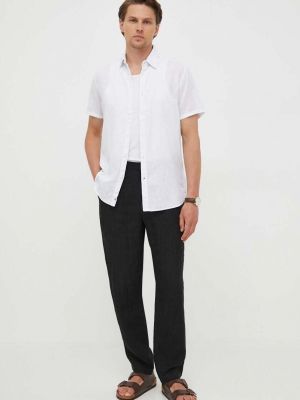 Ленена дънкова риза Pepe Jeans бяло