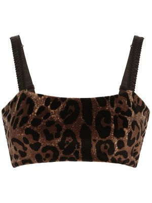 Crop top bez rukávov s potlačou s leopardím vzorom Dolce & Gabbana