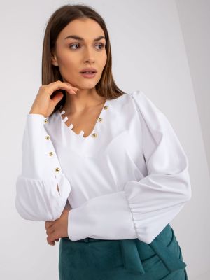 Bluzka elegancka z długimi rękawami Fashionhunters, biały