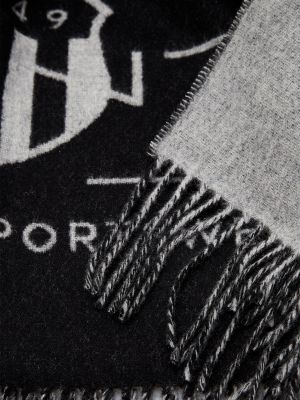 Плетеный шерстяной шарф Gant черный