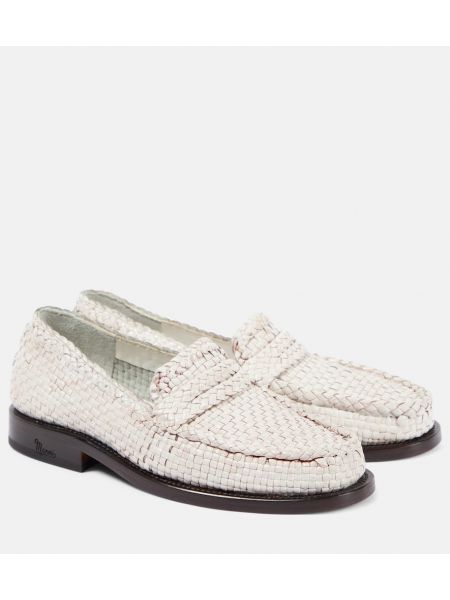 Pantofi loafer din piele împletite Marni alb