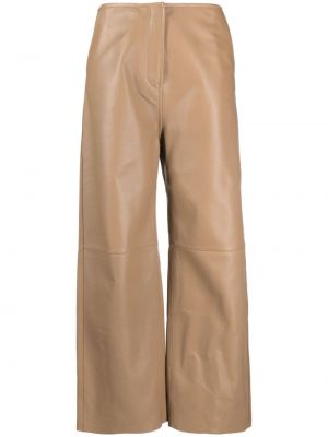 Pantalon droit en cuir large Toteme marron