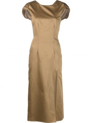 Sukienka koktajlowa sznurowana koronkowa Semicouture brązowa