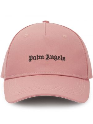 Bombažna kapa s šiltom z vezenjem Palm Angels roza