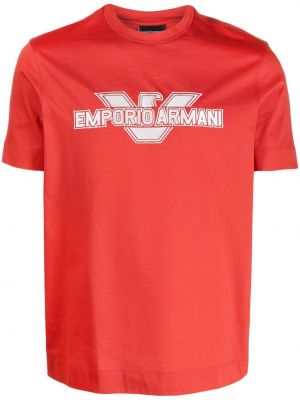 T-shirt med broderi Emporio Armani röd