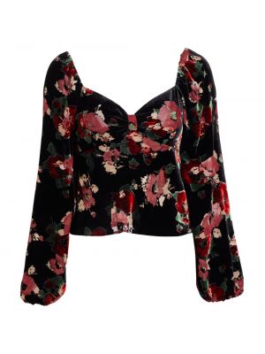 Бархатная блузка в цветочек с принтом Rixo черная