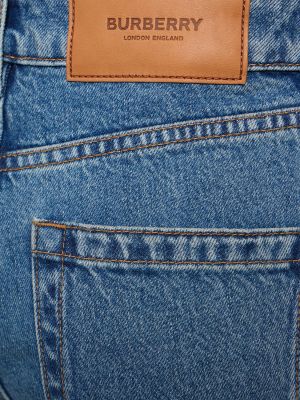 Puuvillased kõrge vöökohaga teksapüksid Burberry sinine