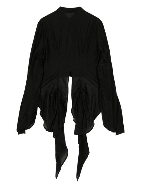 Asimetriška medvilninė šilkinė marškiniai Yohji Yamamoto juoda