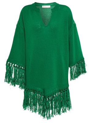 Poncho con frange di lana Valentino verde