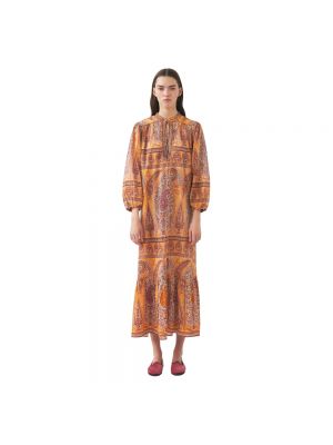 Sukienka długa z nadrukiem Antik Batik pomarańczowa