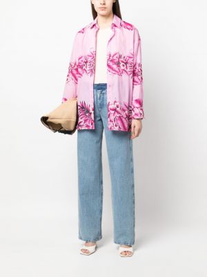 Geblümte hemd aus baumwoll mit print Pinko pink