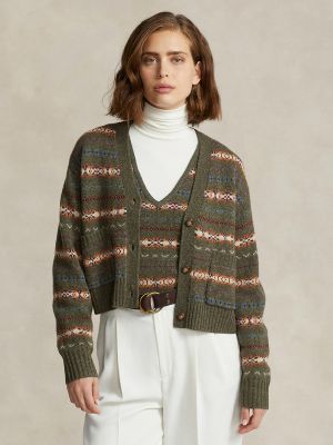 Cárdigan de lana a rayas Polo Ralph Lauren verde