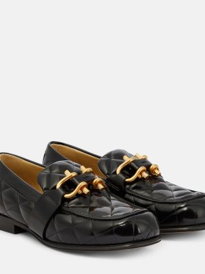 Prešívané kožené loafersy Bottega Veneta čierna