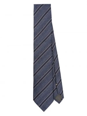 Копринена вратовръзка на райета Canali синьо