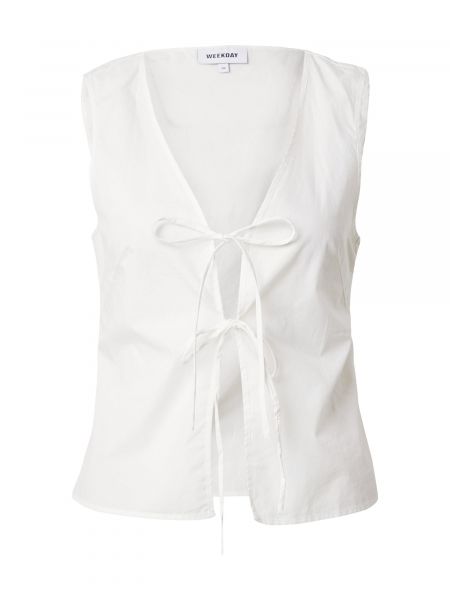 Camicia senza colletto Weekday bianco