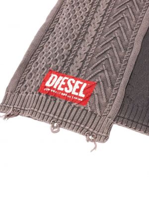 Pletený bavlněný šál s potiskem Diesel šedý